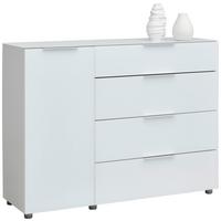 KOMODA SZEROKA MALIN - biały wysoki połysk/szary, Basics, materiał drewnopochodny/tworzywo sztuczne (135/101/40cm) - Voleo