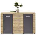 Comodă Uno - culoare lemn stejar/gri, Modern, compozit lemnos (140/80/40cm)