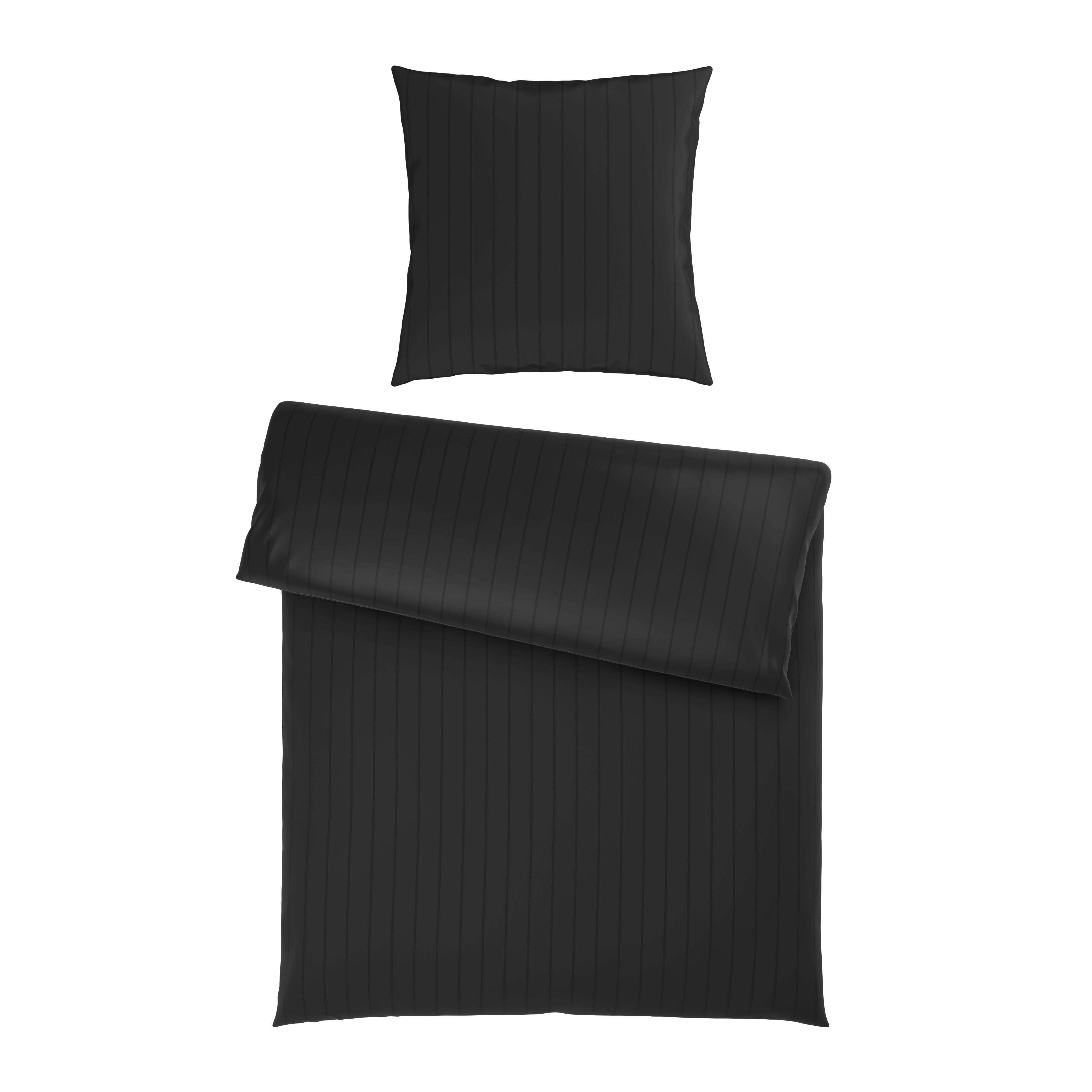 Bettwäsche Dobby Streif Schwarz ca. 135x200cm - Schwarz, Textil (140/200cm) - Mömax