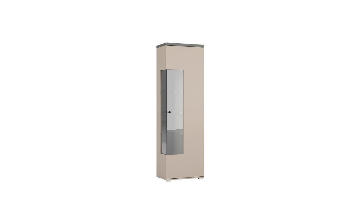 Vitrin Serio - homokszínű/antracit, Basics, faalapú anyag/Üveg (55/180/36cm)