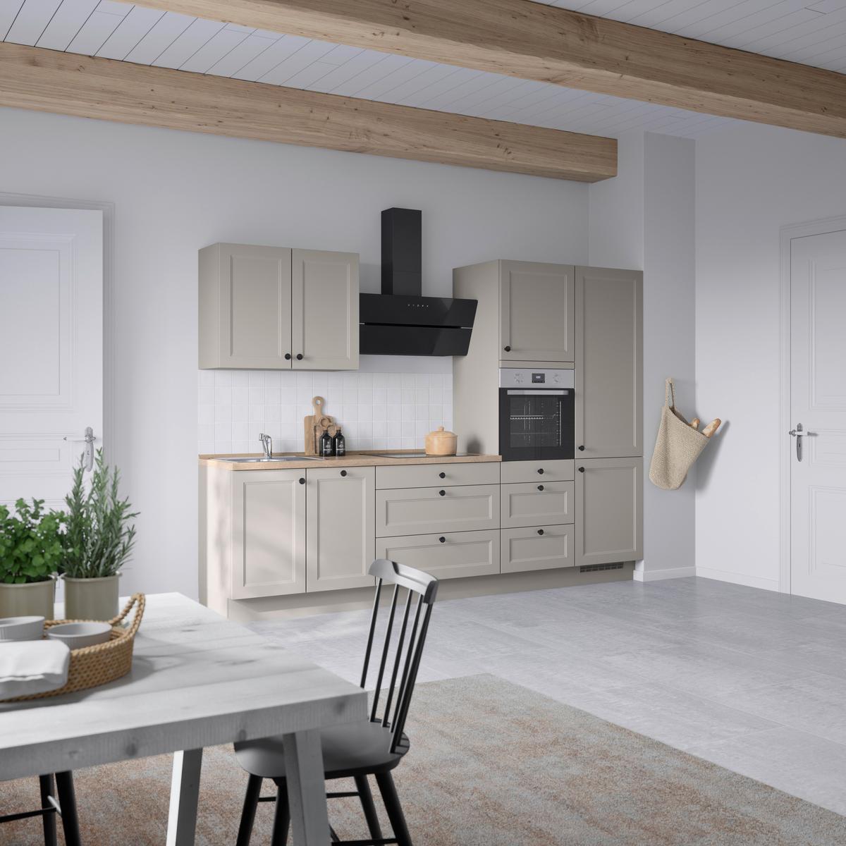 Küchenblock Cascada High m. Geräten Grau - Eiche dunkel/Schwarz, MODERN, Holzwerkstoff/Metall (300cm) - Nobilia