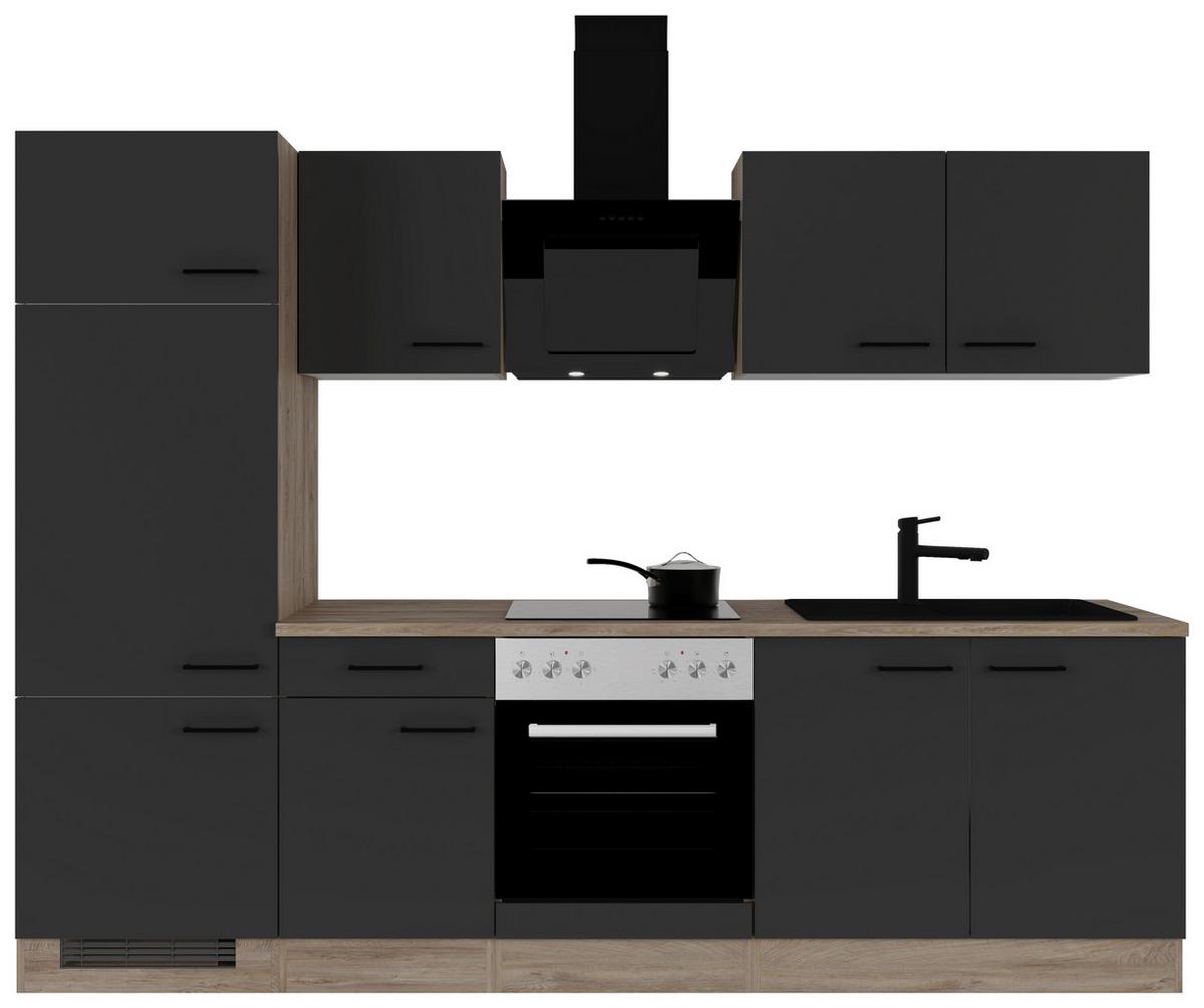 Kuhinjski Blok Z Aparati Capri, Črna, Barva Hrasta - črna/barve hrasta, Basics, kovina/leseni material (270cm) - FlexWell