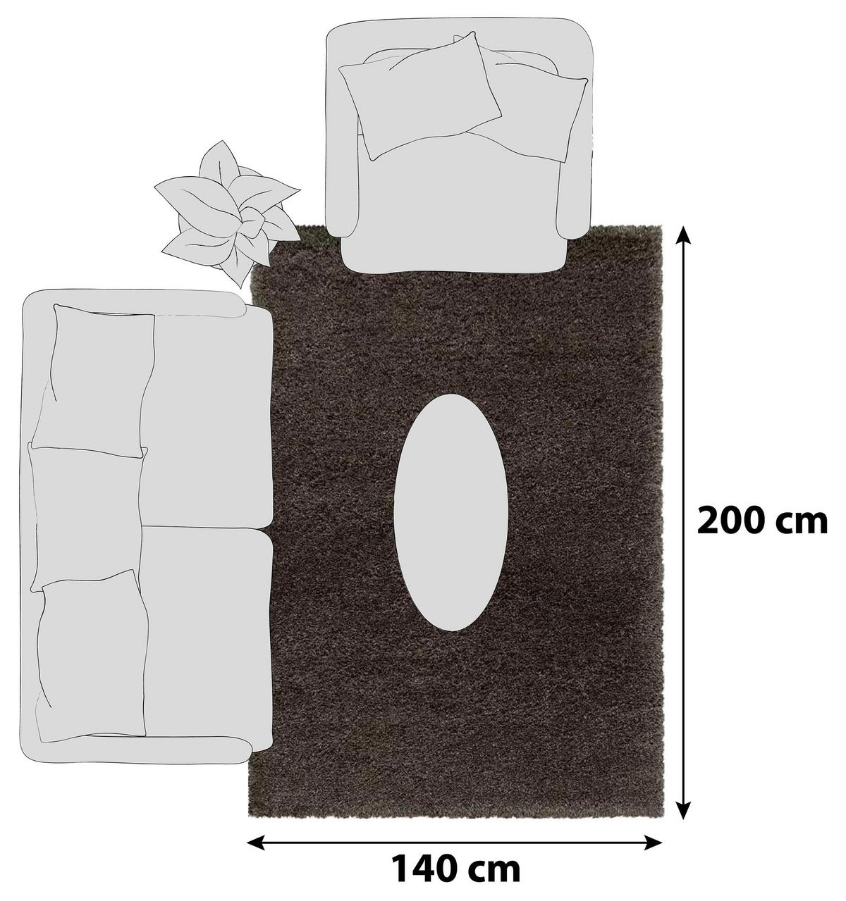Hochflorteppich Fluffy Braun ca. 140x200cm - Braun, Basics, Textil (140/200cm)