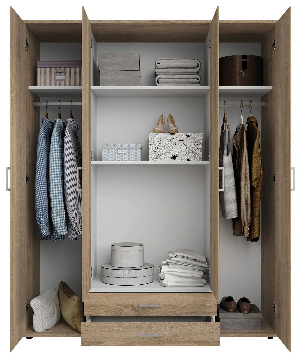 Drehtürenschrank Olli Sonoma Eiche - Alufarben/Sonoma Eiche, Basics, Glas/Holzwerkstoff (160/196/54cm) - Based