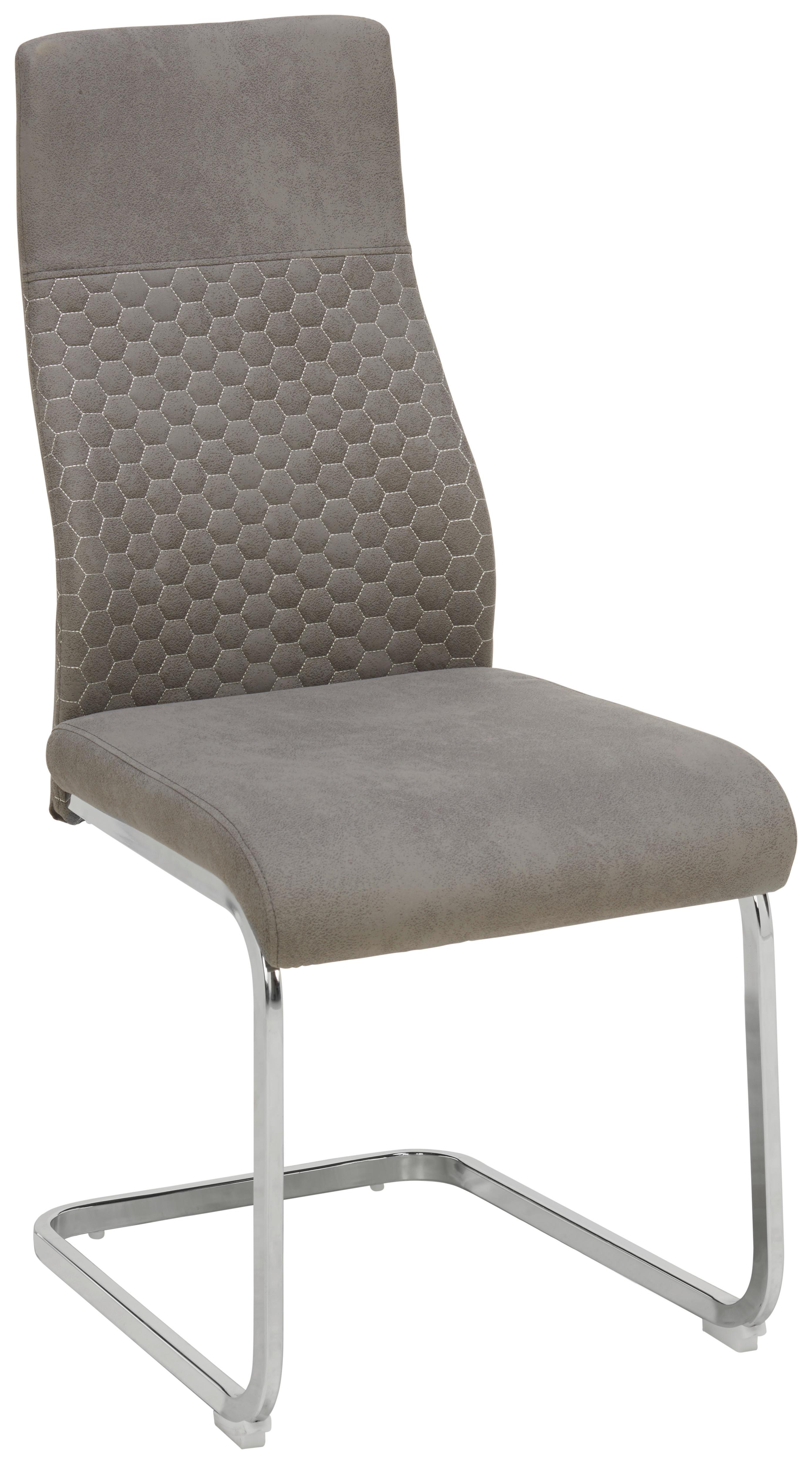 KRZESŁO NA PŁOZIE NICKY    -TIME- - szary/kolor chromowy, Design, metal/tkanina (44/101/60cm) - Ti'me