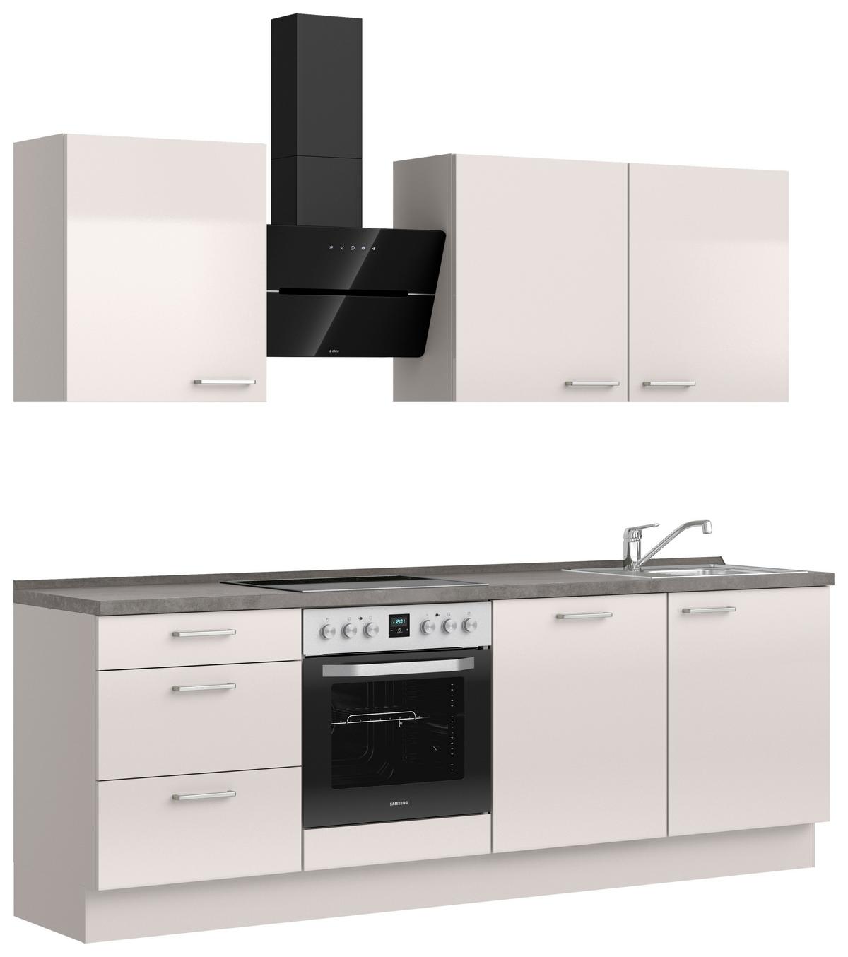 Küchenblock Flash High m. Geräten Hellgrau - Schieferfarben/Edelstahlfarben, MODERN, Holzwerkstoff/Metall (240cm) - Nobilia