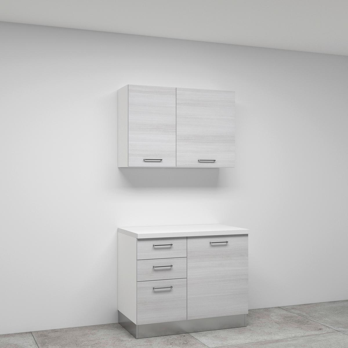 Küchenblock Olimpia m. Geräte Eukalyptusholzfarben - Eukalyptusholzfarben/Alufarben, LIFESTYLE, Kunststoff/Metall (300cm) - MID.YOU