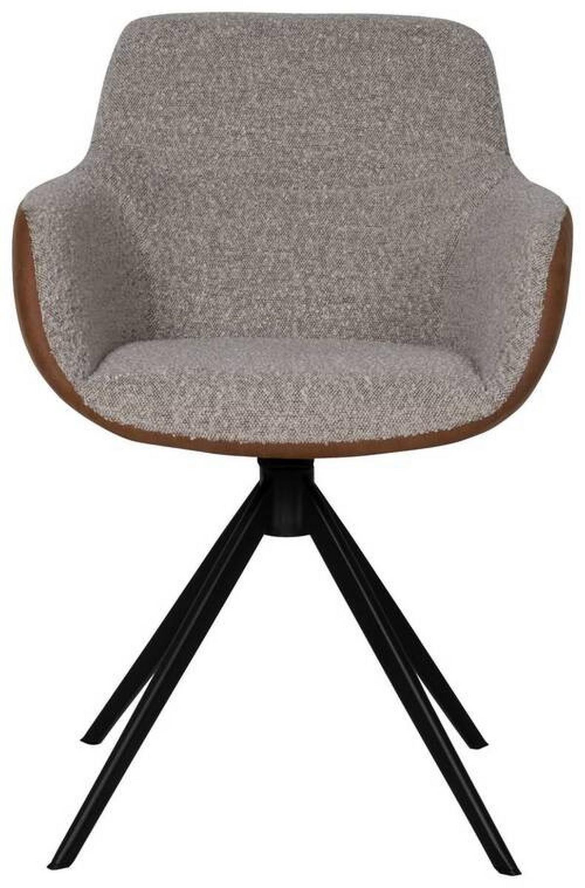 KRZESŁO Z PODŁOKIETNIKAMI FONS - greige/czarny, Design, metal/tkanina (61/85/61cm) - Valdera