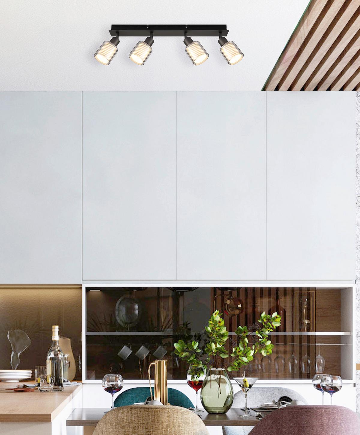 Reflektor 54456-4 Villegas - bijela/crni krom, Basics, staklo/metal (56/8/18,6cm) - Globo