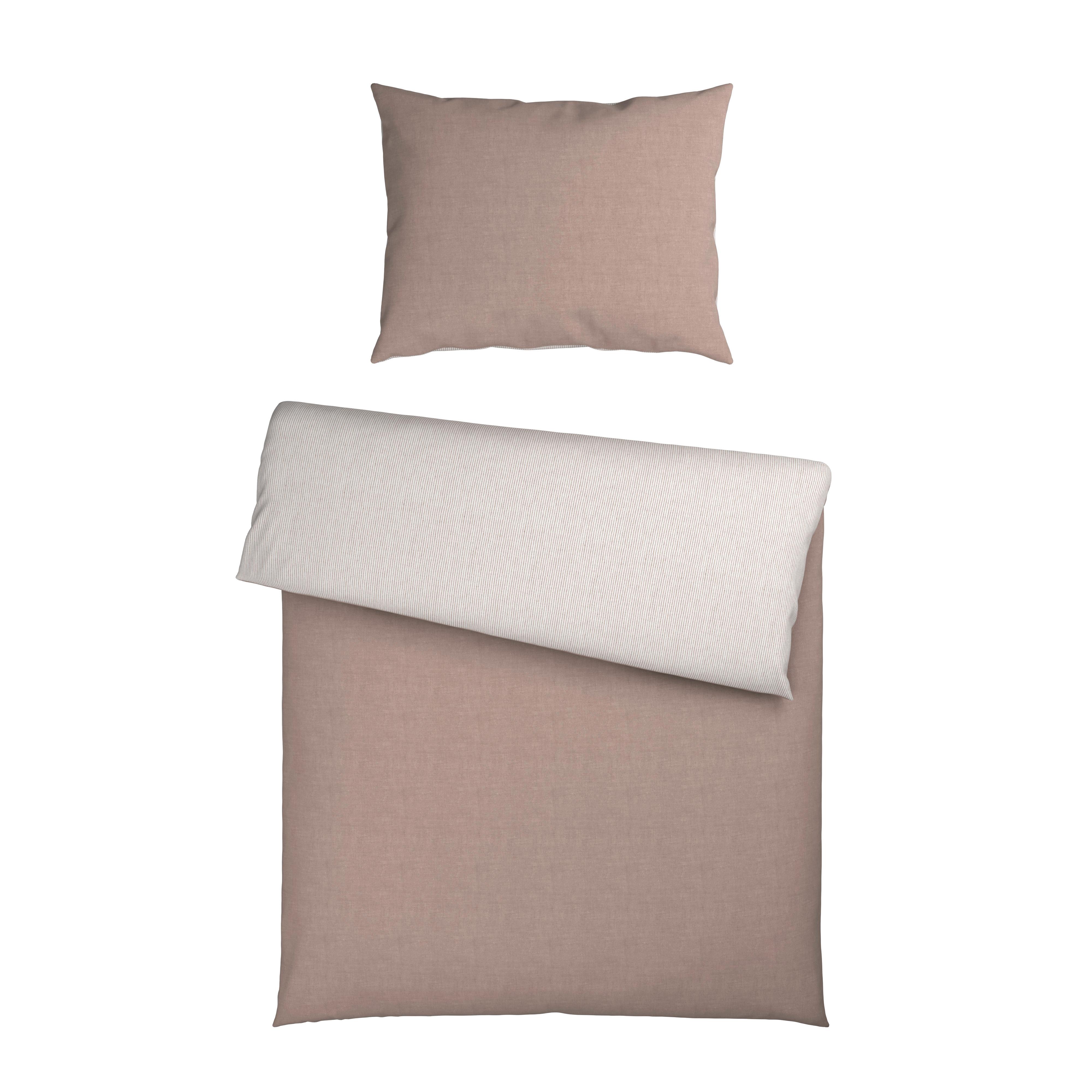 Posteljina Chambray Stripes 140x200/60x80cm - bijela/bež, Moderno, tekstil (140/200cm) - Mömax