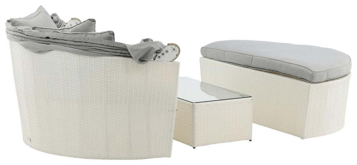 Sonneninsel Padova ca. 153x72x76 cm Weiß - Weiß, KONVENTIONELL, Kunststoff (153/72/76cm) - Gardenson