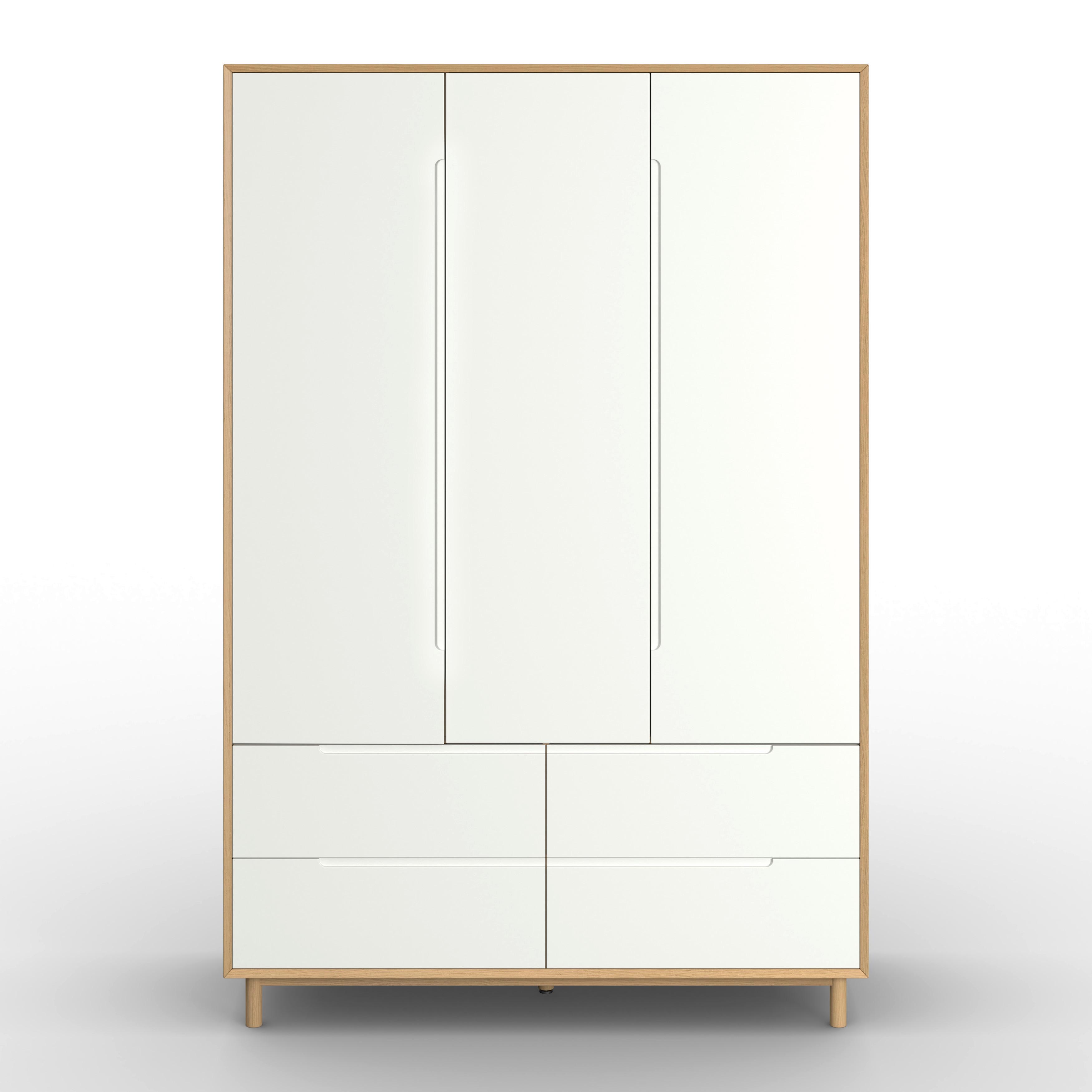 GARDEROB MARLO - vit/ekfärgad, Modern, trämaterial/trä (148/223/60cm) - Bessagi Home