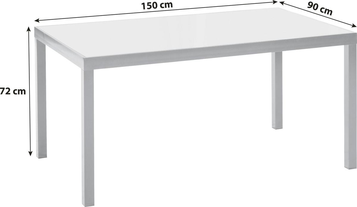 Vrtna Miza Gardenson, Steklo, Aluminij, 150x90 - barve grafita, Konvencionalno, kovina/steklo (150/90/72cm) - Gardenson