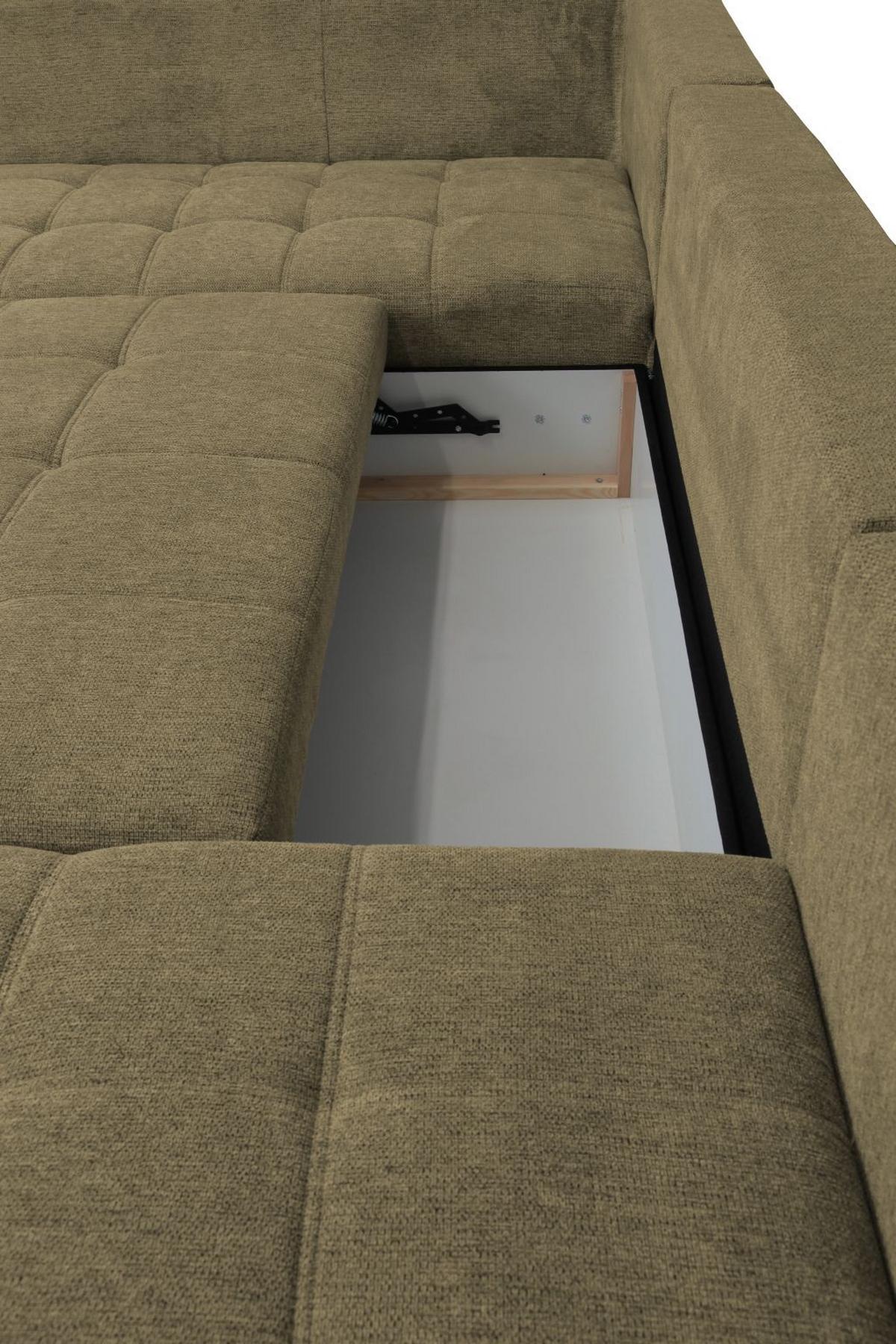 Kutna Garnitura Senso - maslinasto zelena/boje kroma, Moderno, tekstil/drvo (197/346/183cm) - Modern Living