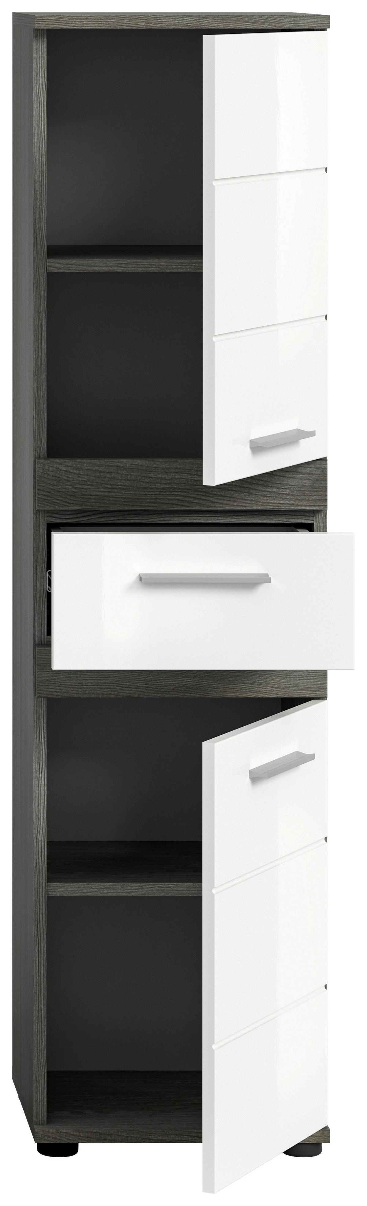 Midischrank Blake ca. 35x137 cm Rauchsilber/Weiß - Weiß Hochglanz, MODERN, Holzwerkstoff/Kunststoff (35/137/31cm) - MID.YOU