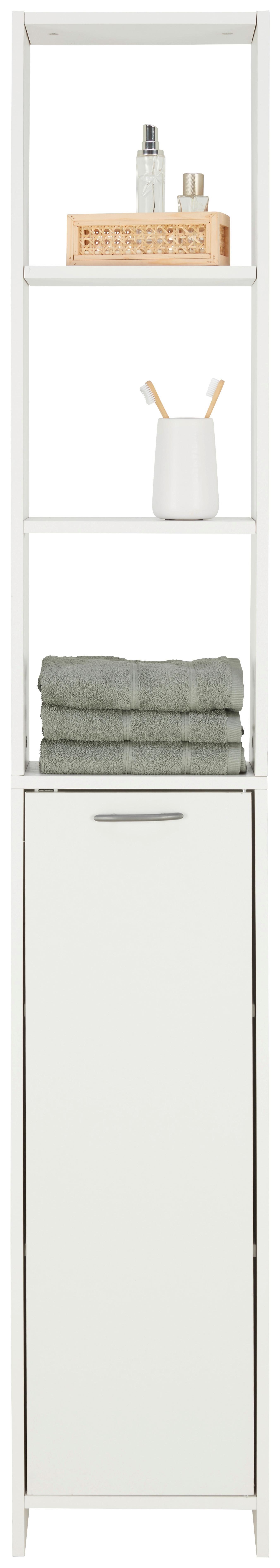 Hochschrank One in Weiß - Weiß/Grau, MODERN, Holzwerkstoff/Kunststoff (33/195/21cm) - Mömax