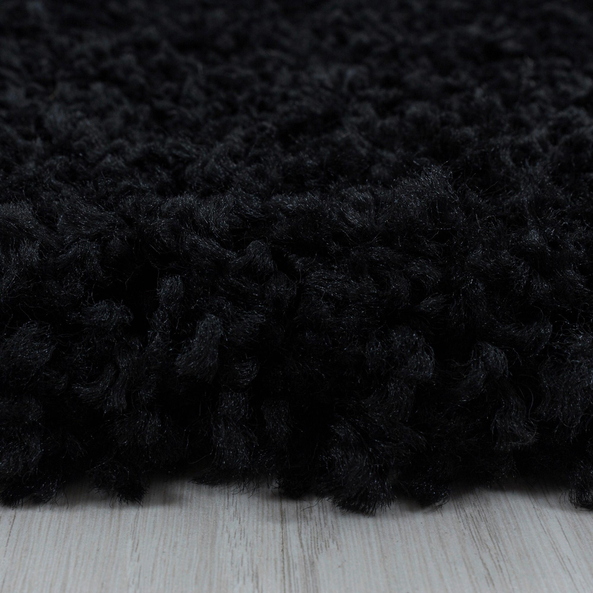 Hochflorteppich Sydney 3000 Schwart Ø ca. 80cm - Schwarz, Basics, Textil (80cm)