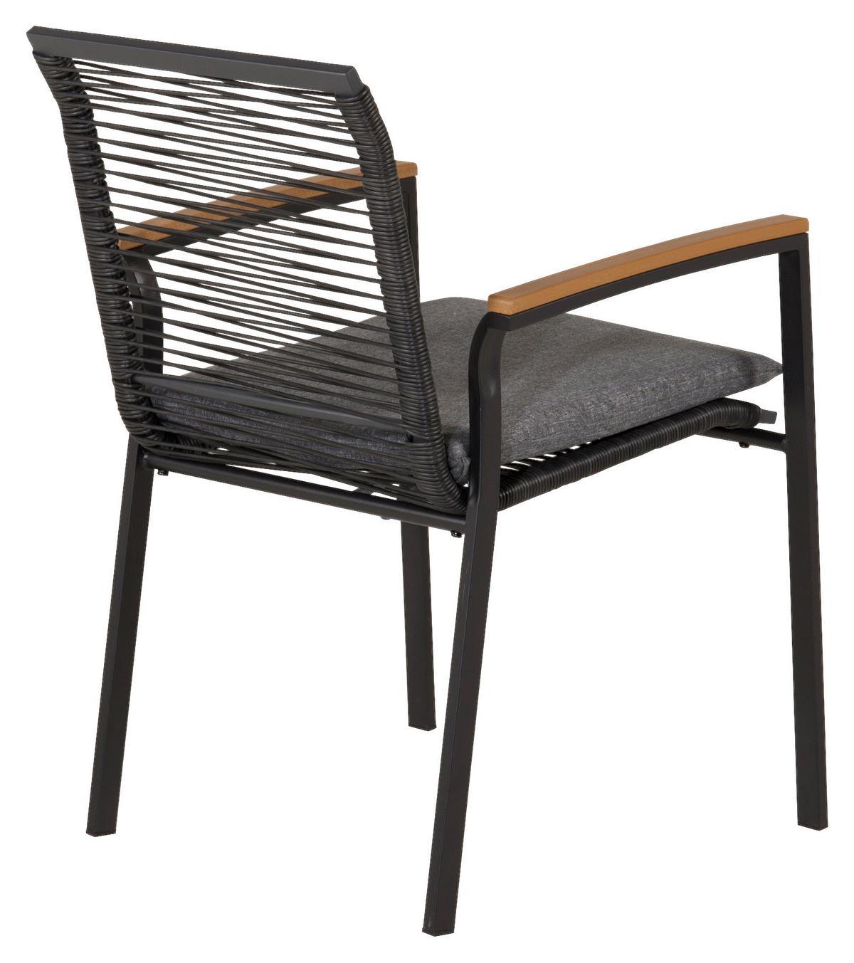 Gartenstuhl 2er-Set Dallas ca. 57x83,5x63,5 cm Schwarz - Schwarz/Akaziefarben, KONVENTIONELL, Holz/Kunststoff (57/83,5/63,5cm) - Gardenson
