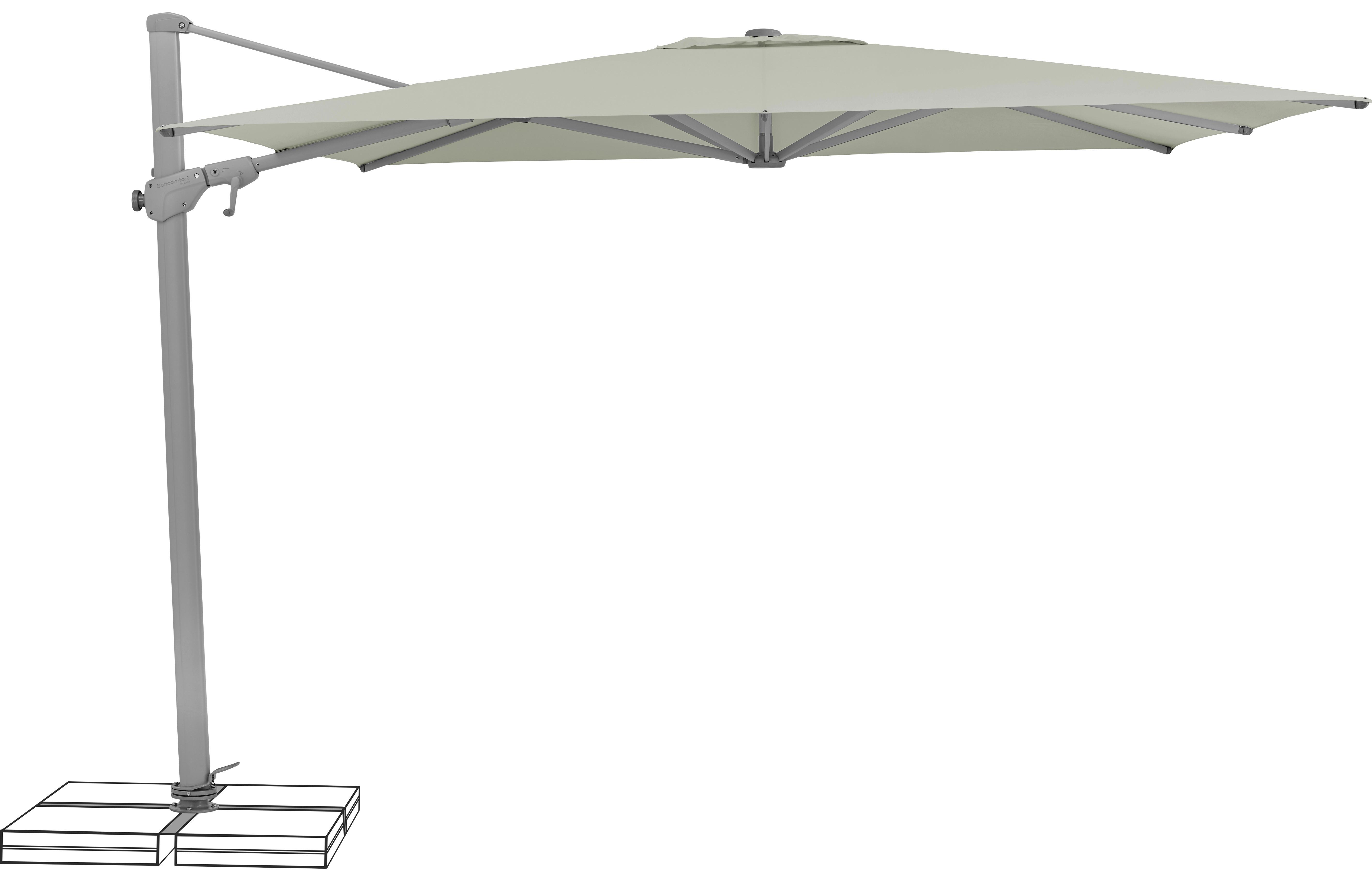 Ampelschirm Varioflex Hellgrau - Silberfarben/Hellgrau, Basics, Kunststoff/Metall (300/300cm) - Suncomfort by Glatz