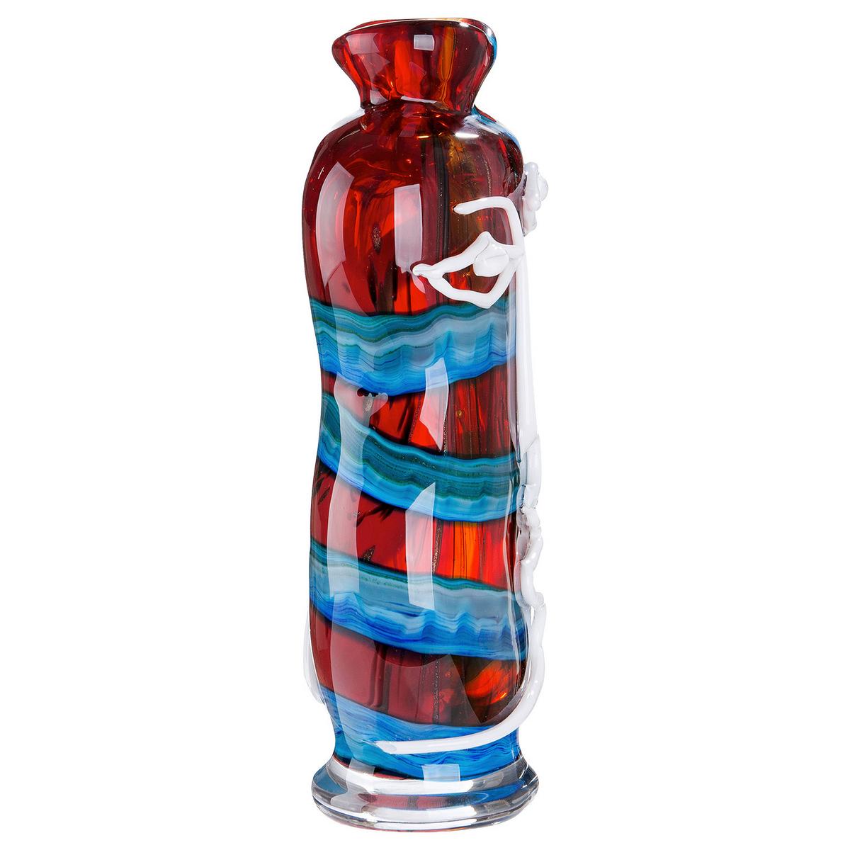 Dekovase Franco Blau/Rot/Weiß - Blau/Rot, Basics, Glas (17/34/11cm)