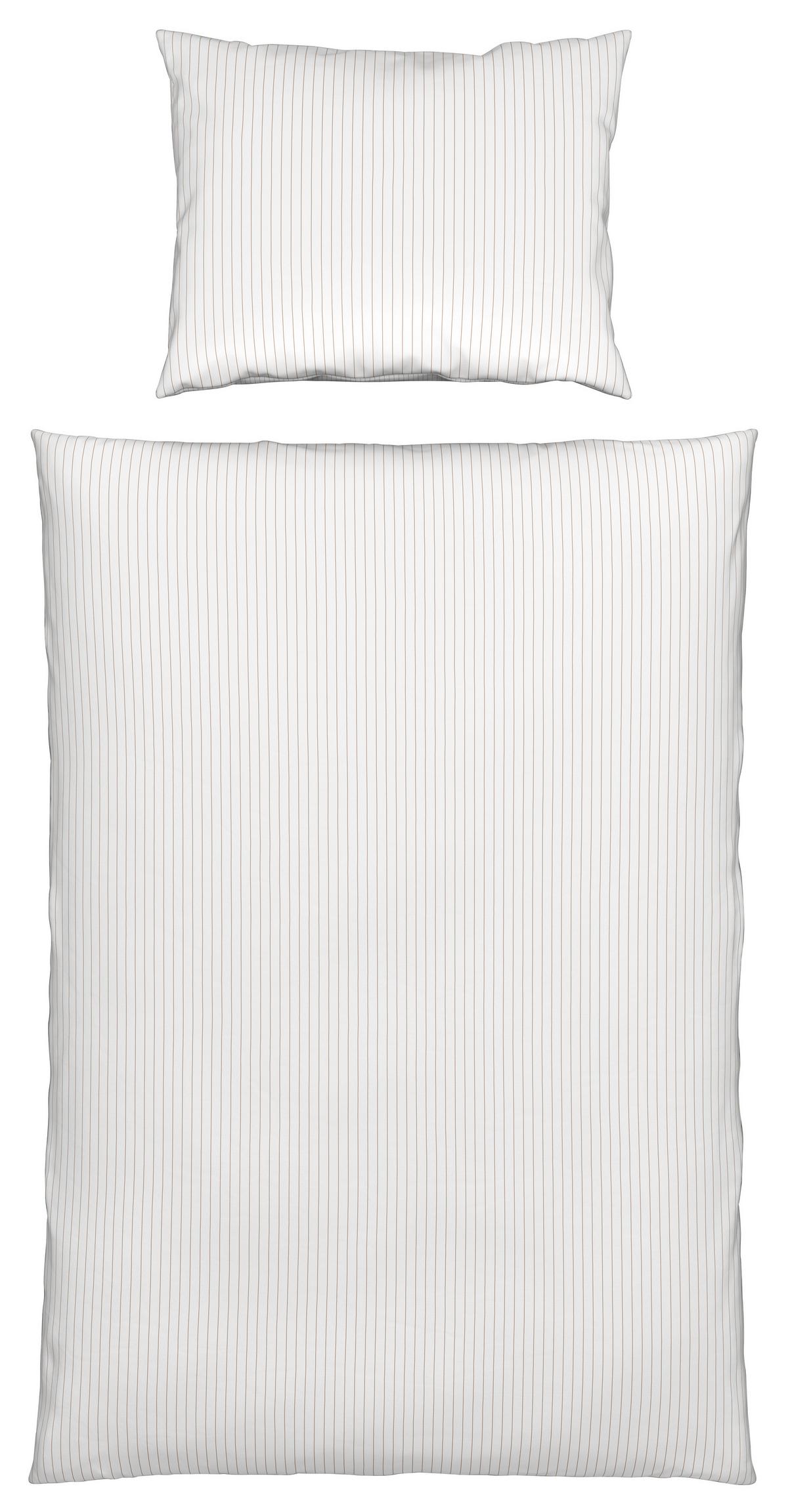 Bettwäsche Twill Streif XL Weiß/Beige ca. 140x220cm - Beige/Weiß, MODERN, Textil (140/220cm) - Mömax