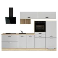 Küchenblock IBZ ohne Geräte ca.300cm Weiß - Eichefarben/Schwarz, Design, Holzwerkstoff/Metall (300cm) - Impuls