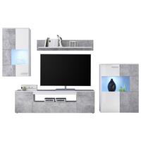 Mobilier camera de zi Vulcan - alb/gri, Modern, sticlă/material pe bază de lemn (265-295/194/40cm) - Based