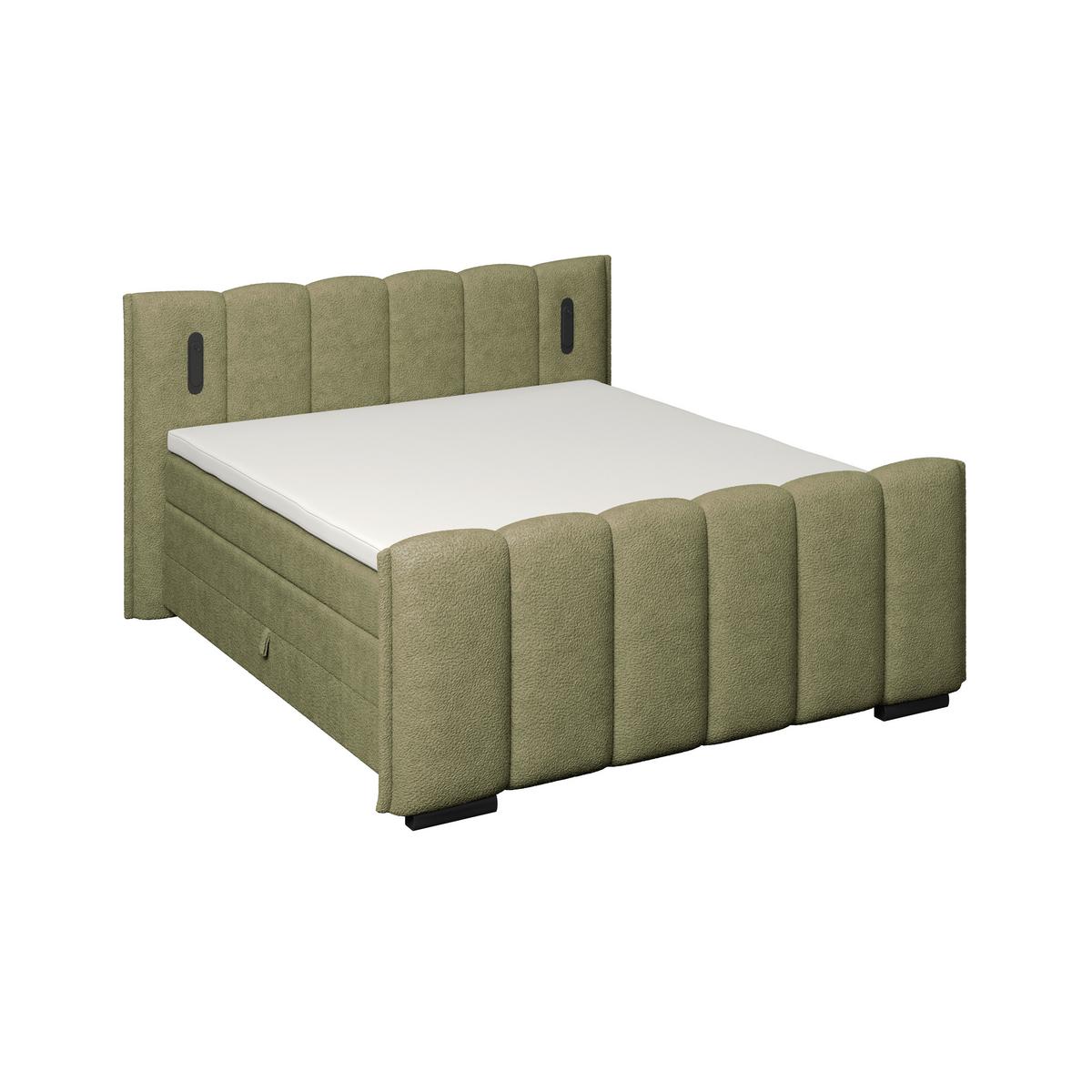 Boxspring Krevet Elysia - zelena/crna, Trend, drvni materijal/drvo (160/220cm) - Premium Living