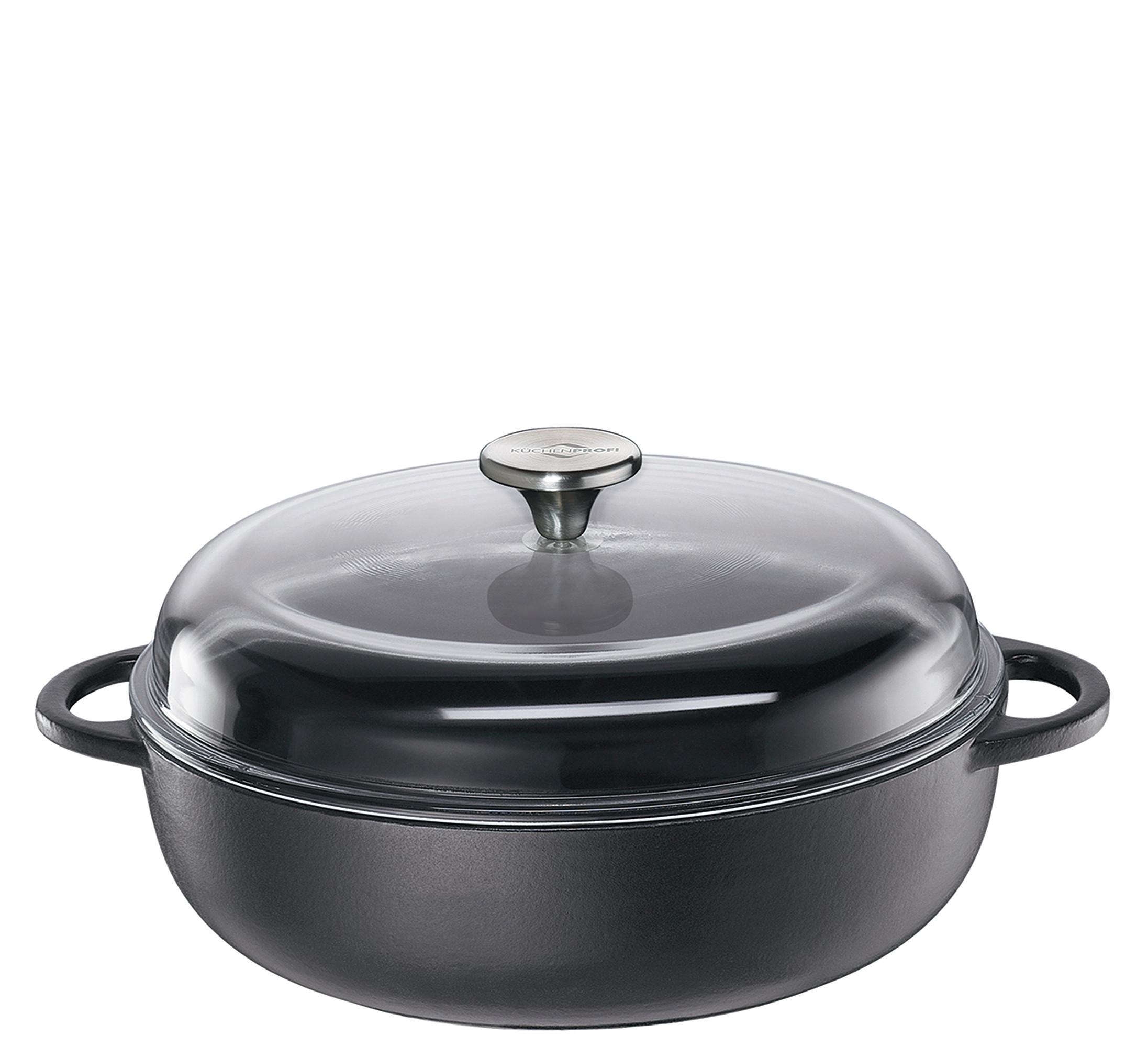 PATELNIA DO SMAŻENIA 0402551028 - czarny/przezroczysty, Basics, metal/szkło (28/7,5cm) - KÜCHENPROFI