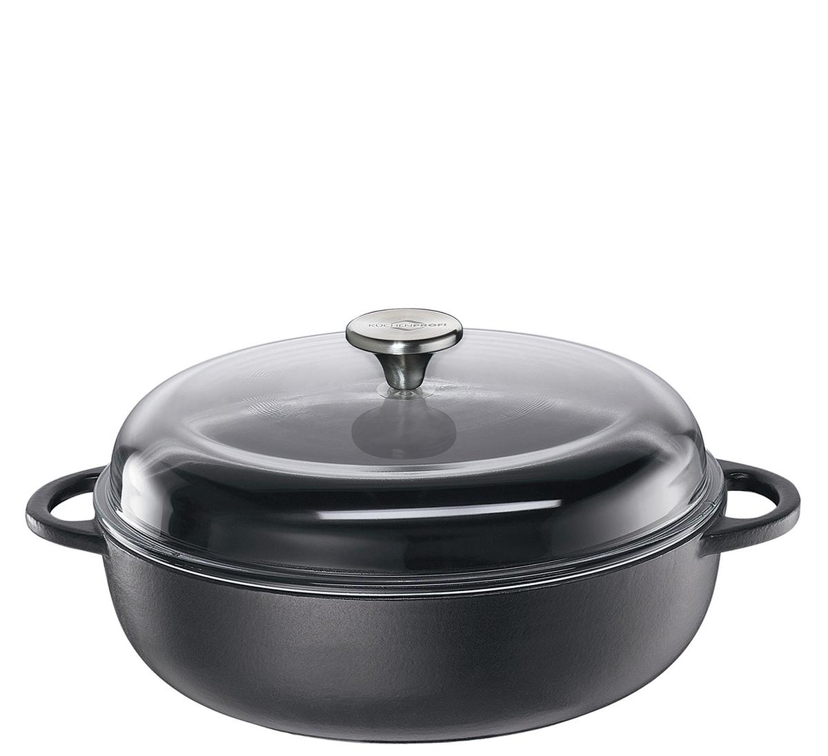 PATELNIA DO SMAŻENIA 0402551028 - czarny/przezroczysty, Basics, metal/szkło (28/7,5cm) - KÜCHENPROFI