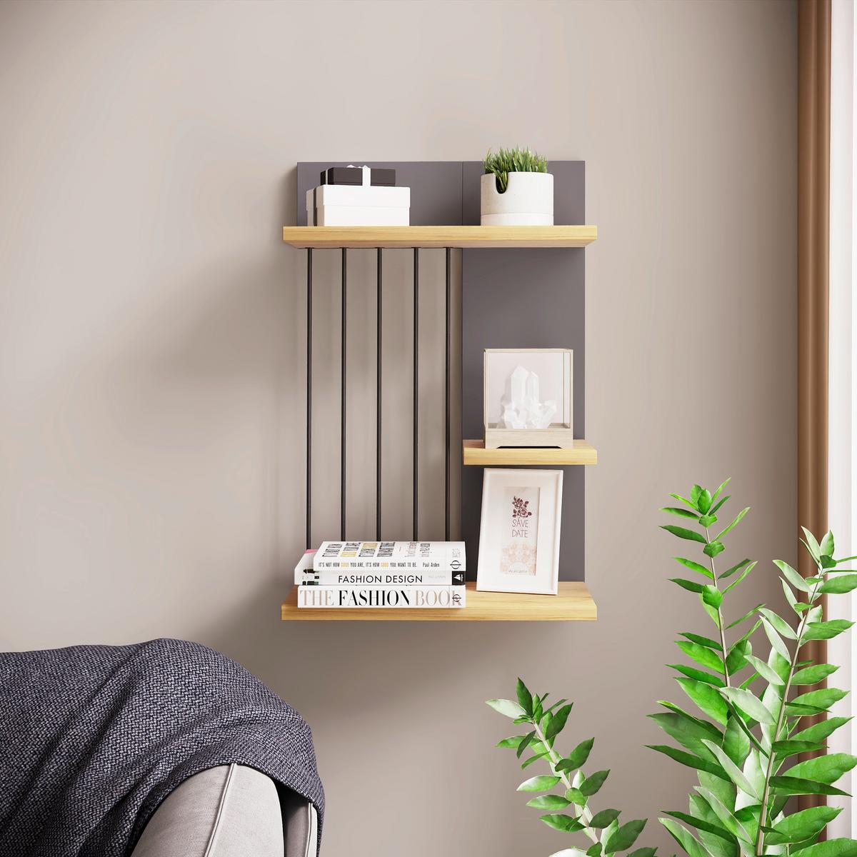 Wandboard Dolira - Eichefarben/Anthrazit, Design, Holzwerkstoff (40/60/19cm) - Livetastic