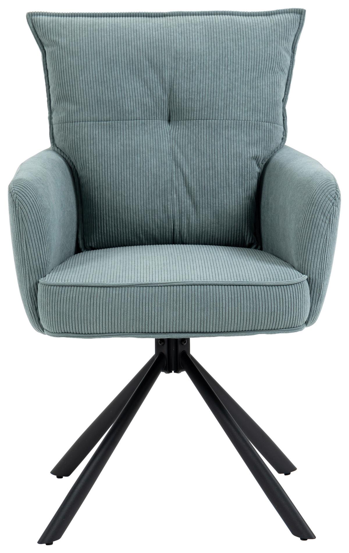 KRZESŁO Z PODŁOKIETNIKAMI POINT - czarny/jasnoniebieski, Design, metal/tkanina (60/95/67cm) - Novel