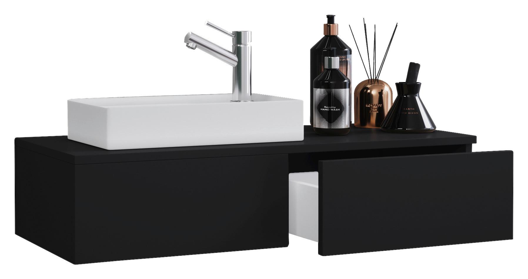 Kombiniran Umivalnik Gudas, Črna - črna/bela, Moderno, leseni material/keramika (85cm) - MID.YOU