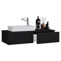 Kombiniran Umivalnik Gudas, Črna - črna/bela, Moderno, leseni material/keramika (85cm) - MID.YOU