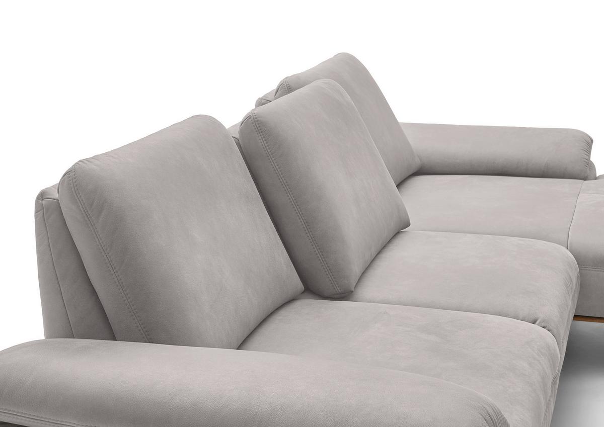 Wohnlandschaft Erling Hellgrau - Beige/Hellgrau, MODERN, Leder/Metall (322/89/187cm) - Premium Living