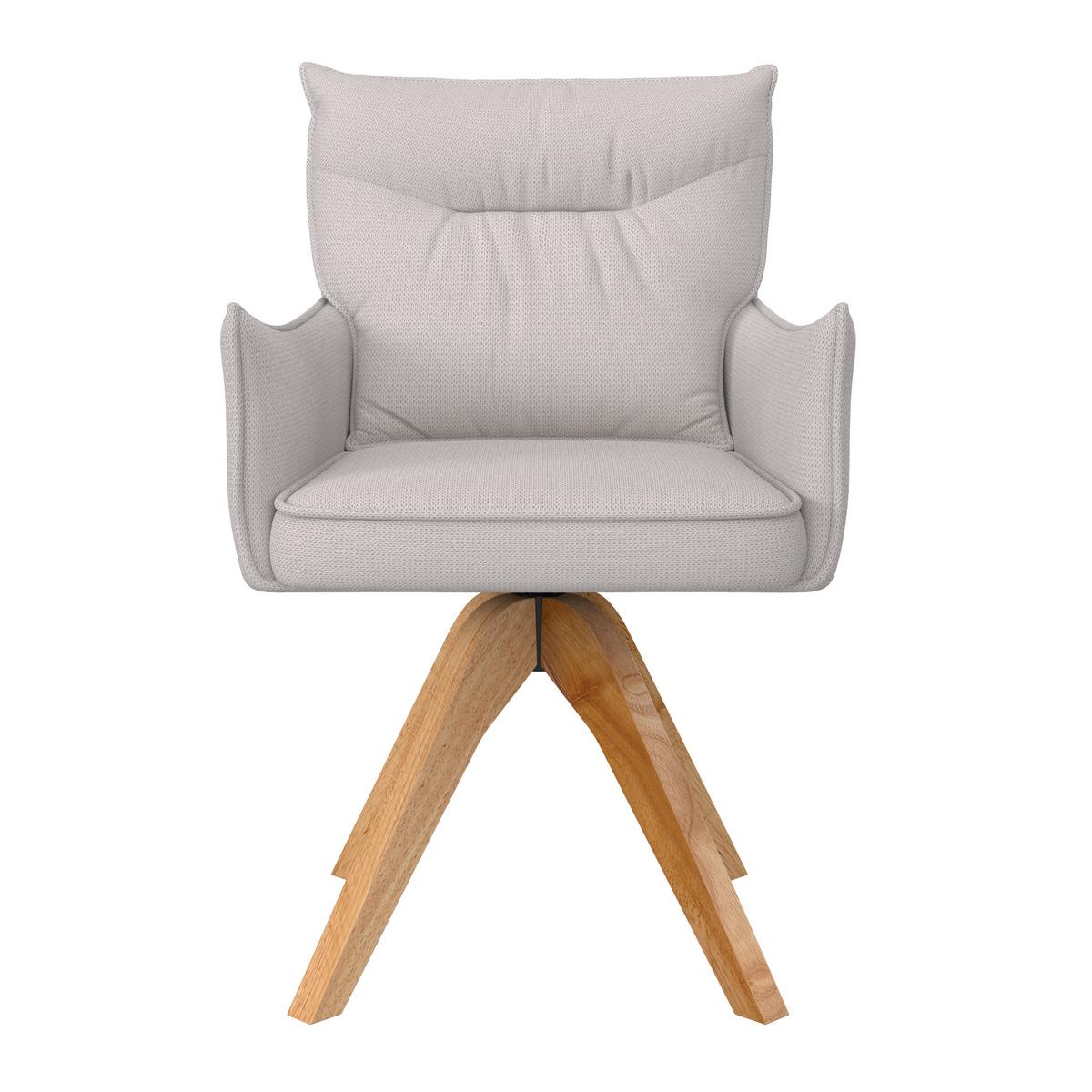 Armlehnstuhl Lorelei Hellgrau Webstoff Drehbar Gepolstert - Hellgrau/Naturfarben, MODERN, Holz/Textil (58/87/63cm) - Bessagi Home