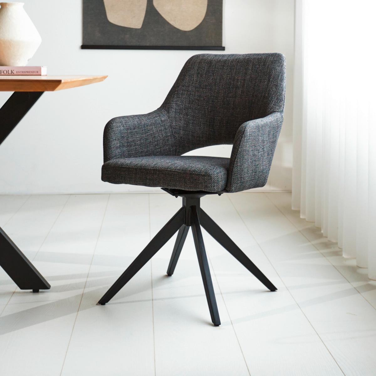 Stuhl Asher Anthrazit - Anthrazit/Schwarz, MODERN, Textil/Metall (54,5/85/61,5cm) - MID.YOU