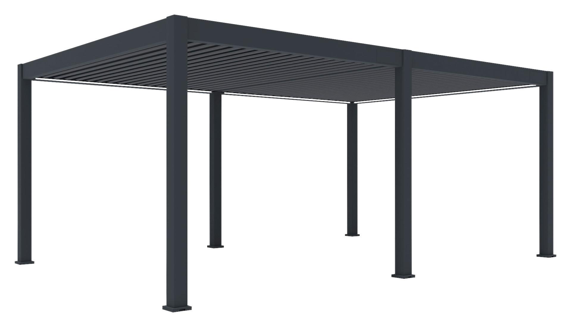 Pergola Deluxe Plus m. LED ca. 600x400 cm Anthr. Netzbetr - Anthrazit, Basics, Metall (600/255/400cm) - Gardenson