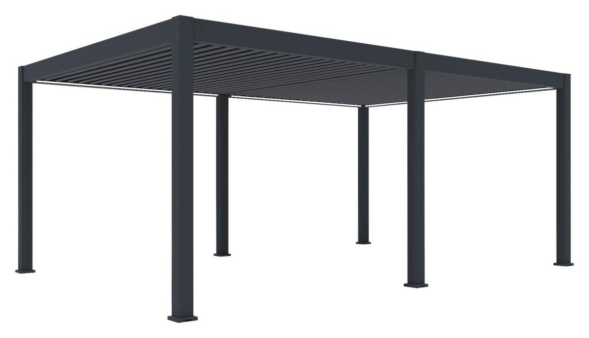 Pergola Deluxe Plus m. LED ca. 600x400 cm Anthr. Netzbetr - Anthrazit, Basics, Metall (600/255/400cm) - Gardenson
