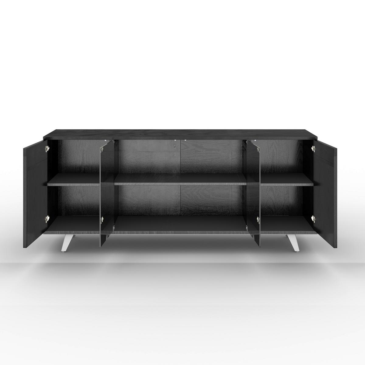 Sideboard Zelia Holz/Glas Schwarz - Schwarz, MODERN, Glas/Holz (180/77/45cm) - Bessagi Home