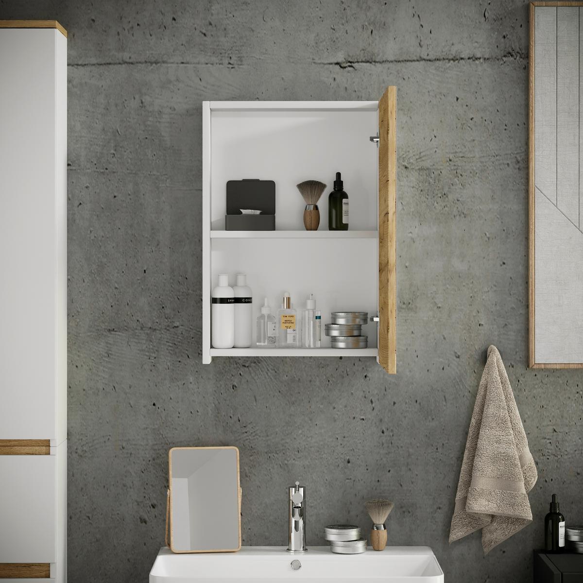 Spiegelschrank Cosila - Honigeiche/Weiss, Trend, Glas/Holzwerkstoff (40/58/12cm) - MID.YOU