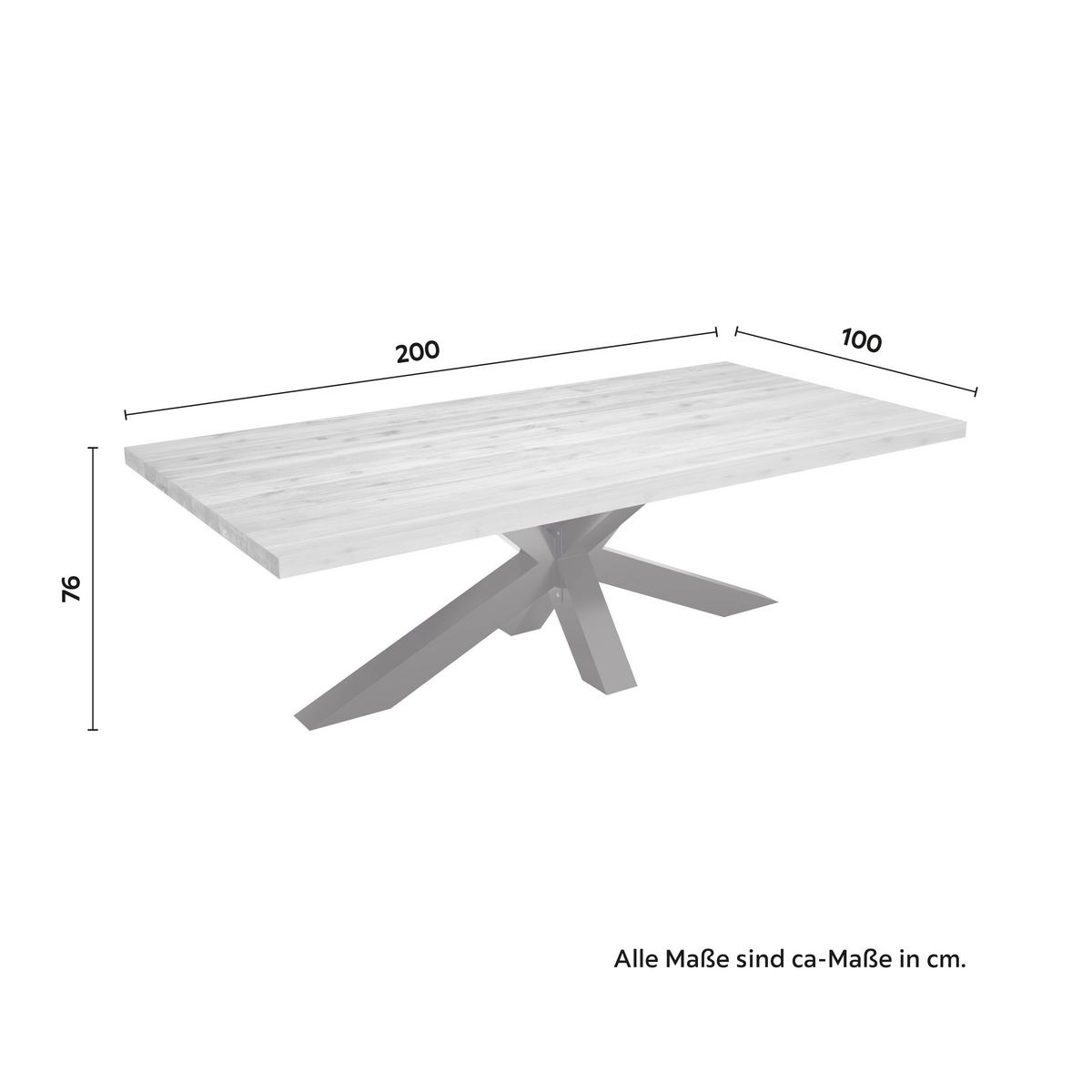 Gartentisch Alena in Akazie ca. 200x100x76cm - Schwarz/Akaziefarben, Natur, Holz/Metall (200/76/100cm) - Mömax