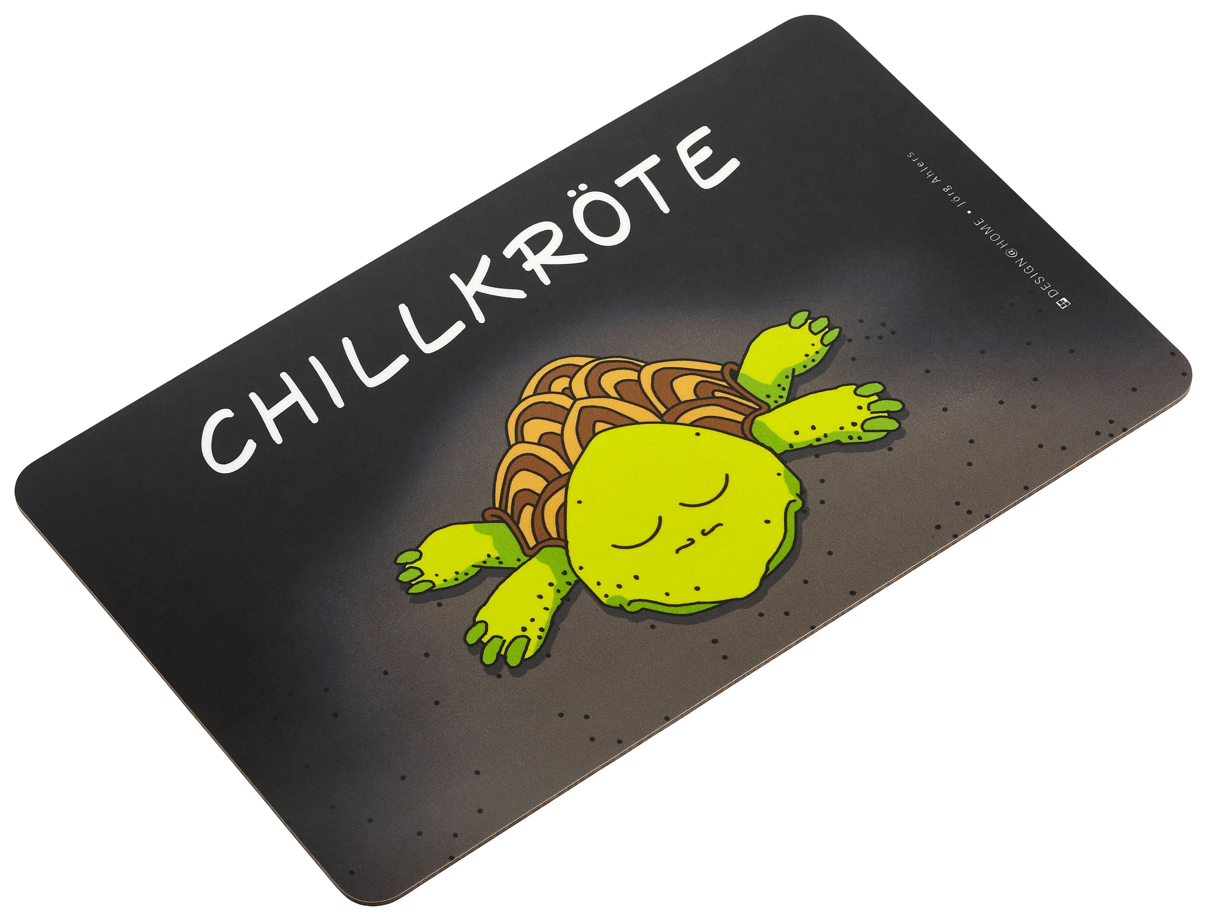 Schneidebrett Chillkröte in Grün/Schwarz - Schwarz/Grün, KONVENTIONELL, Kunststoff (23,5/14,3/1,5cm)