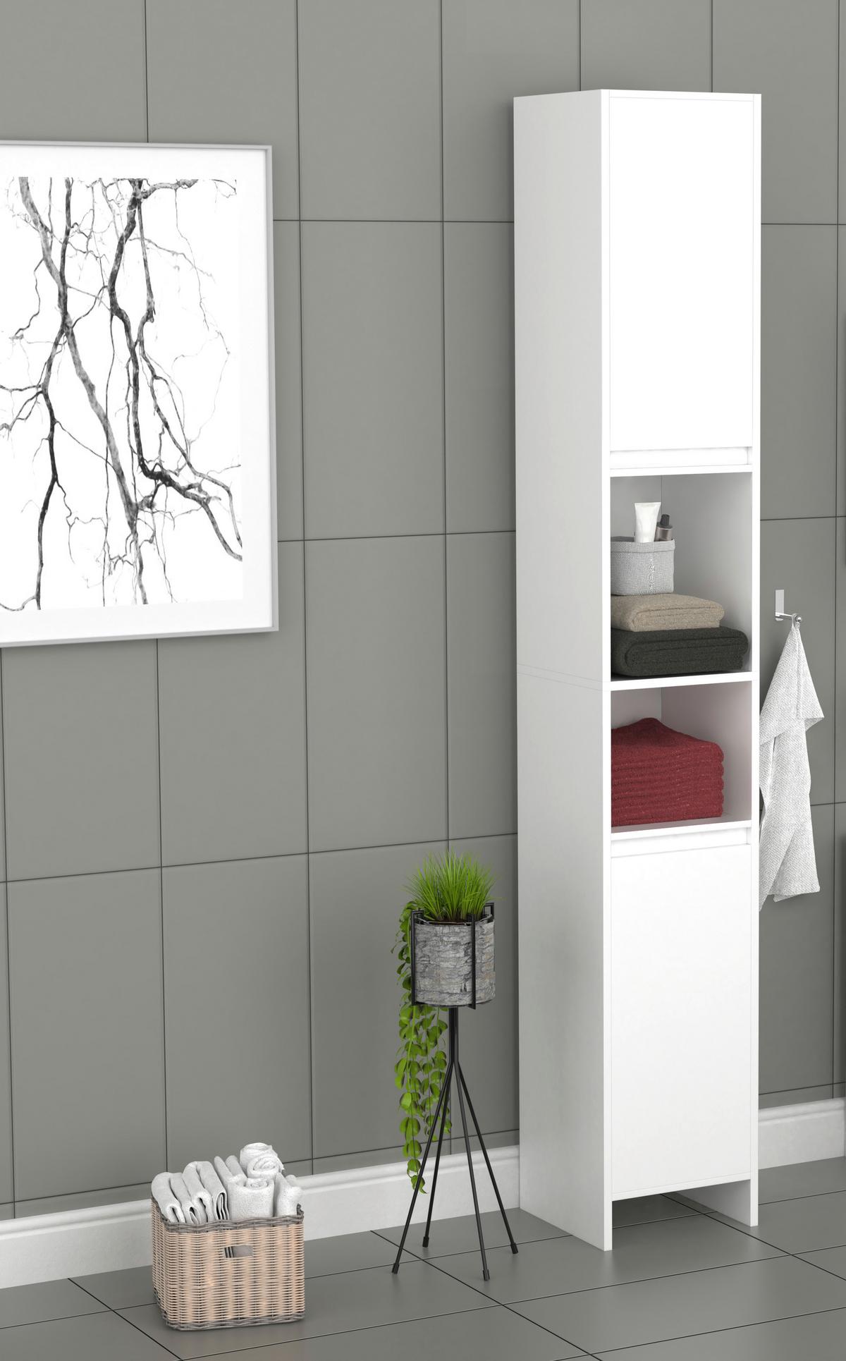 Visoka Omara Malira, Bela - bela, Moderno, leseni material (30/189/30cm) - MID.YOU