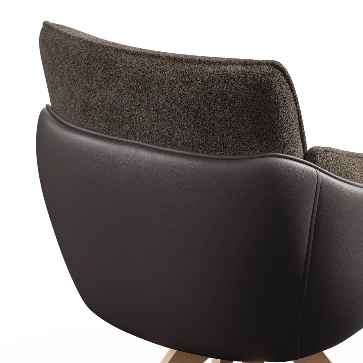 Armlehnstuhl Alja Braun Bouclé/Mikrofaser Drehbar - Buchefarben/Braun, MODERN, Holz/Textil (66/89/62cm) - Bessagi Home