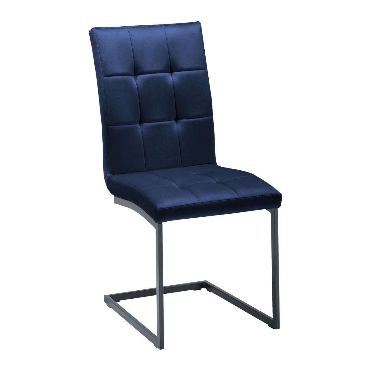 ZESTAW KRZESEŁ NA PŁOZIE MELA - ciemnoniebieski/czarny, Modern, metal/tkanina (44/95/60cm) - Bessagi Home