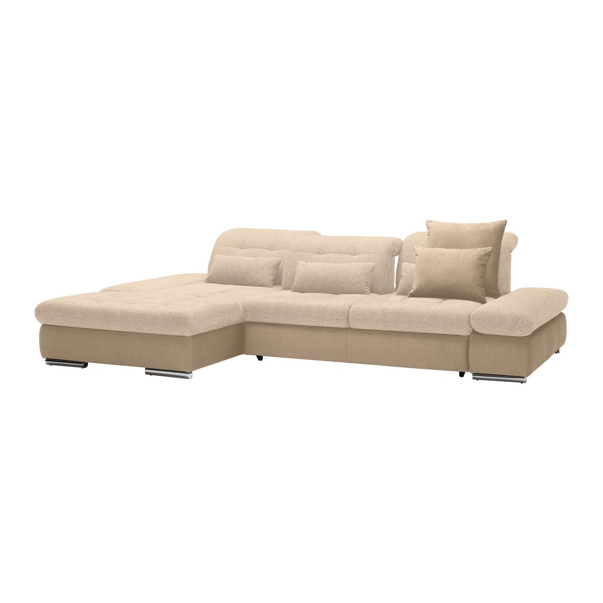 Wohnlandschaft Sanfino Taupe/Beige - Taupe/Chromfarben, KONVENTIONELL, Holz/Textil (199/79-96/305cm) - Premium Living