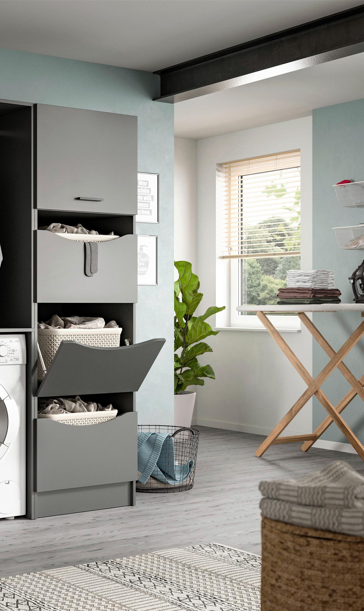 DULAP ÎNALT FREE - antracit, Basics, material pe bază de lemn (60/195/68cm) - MID.YOU