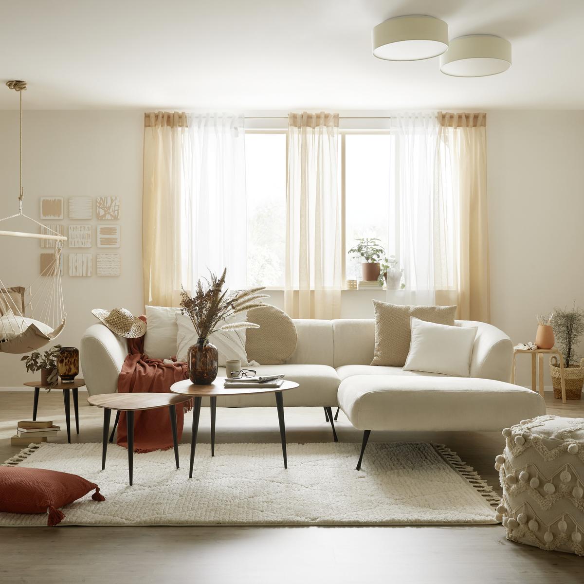 Ecksofa In Beige - Beige/Schwarz, Lifestyle, Textil/Metall (273/74/165cm) - Mömax