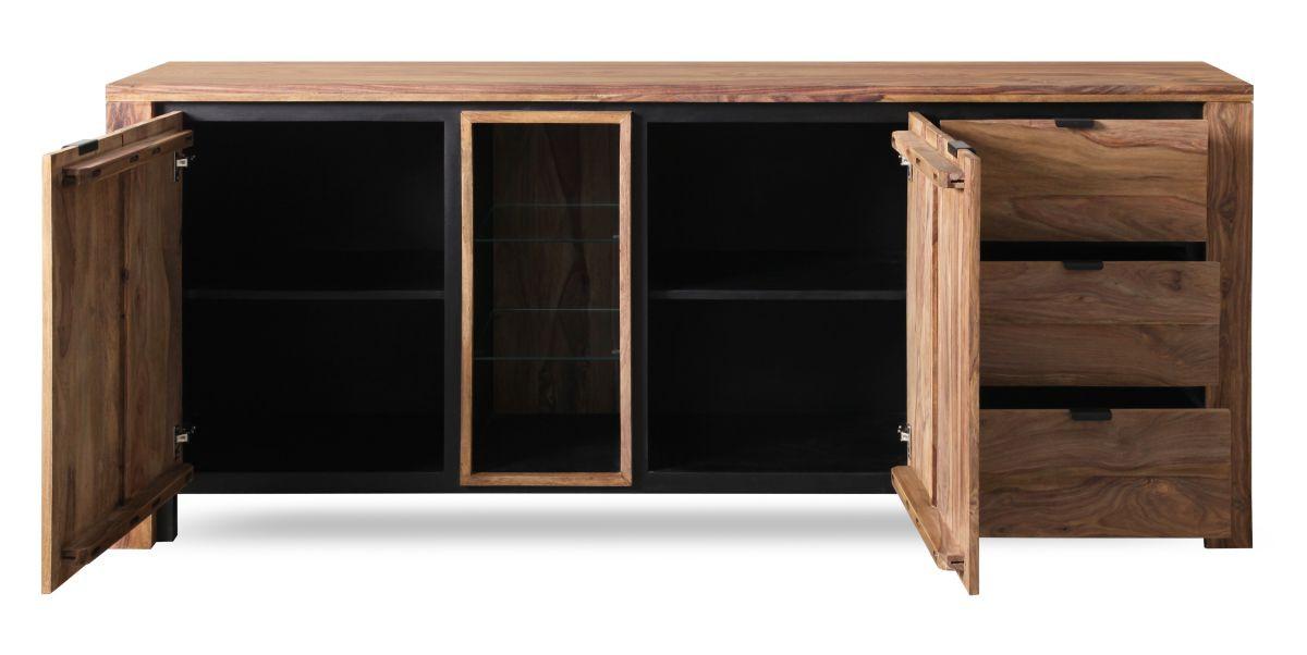 KOMODA BANDUNG - kolor naturalny/czarny, Modern, metal/drewno (200/85/40cm) - Livetastic